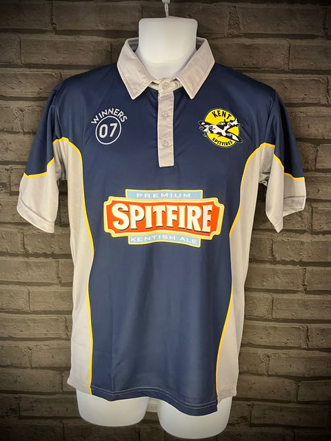 Spitfire Retro Cricket Shirt NavyGrey - Shepherd Neame